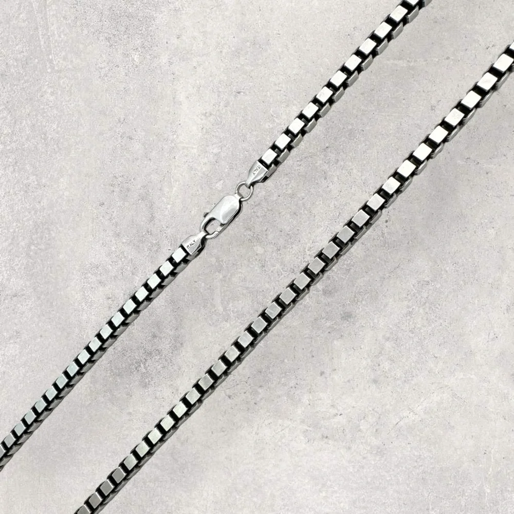 925 ITALY Sterling Silver 5mm Box Chain Men's Necklace - Picture 4 of 6